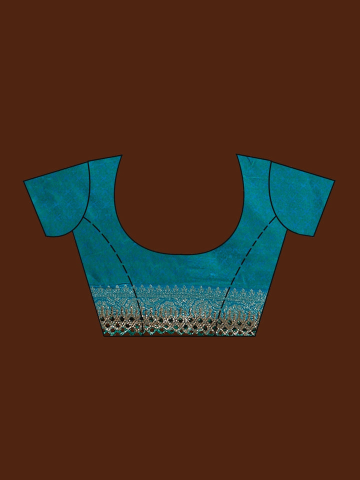 Peacock Blue Stonework Silk Saree-Koskii