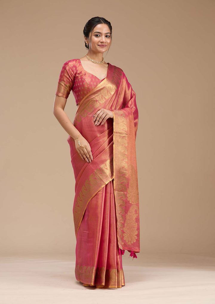 Rani Pink Printed Art Silk Silk_Saree-koskii
