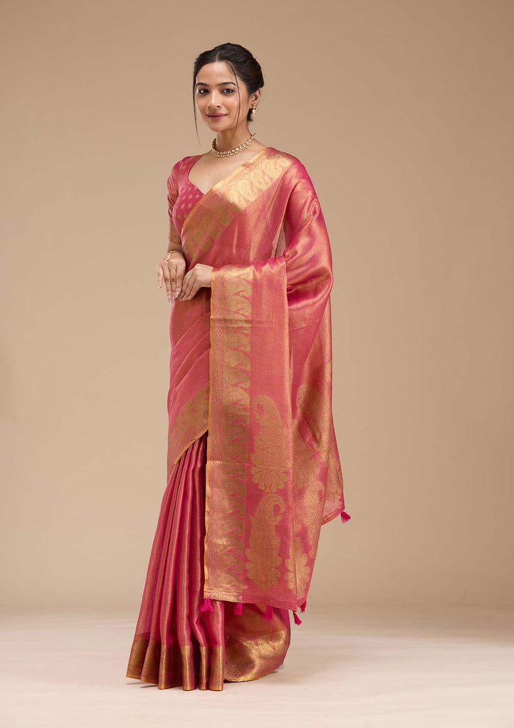 Rani Pink Printed Art Silk Silk_Saree-koskii
