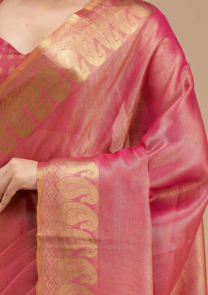 Rani Pink Printed Art Silk Silk_Saree-koskii