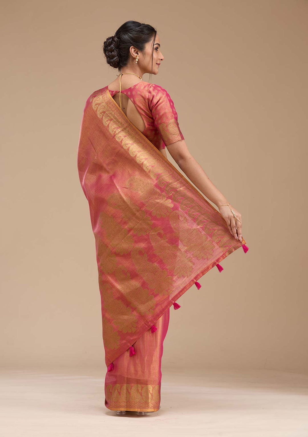 Rani Pink Printed Art Silk Silk_Saree-koskii