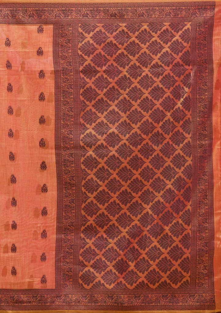 Rust Printed Art Silk Silk_Saree-koskii