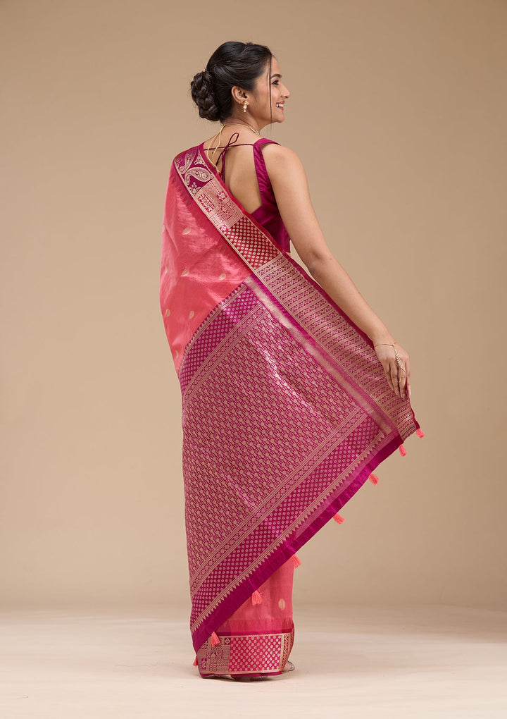 Gajari Pink Printed Art Silk Silk_Saree-koskii