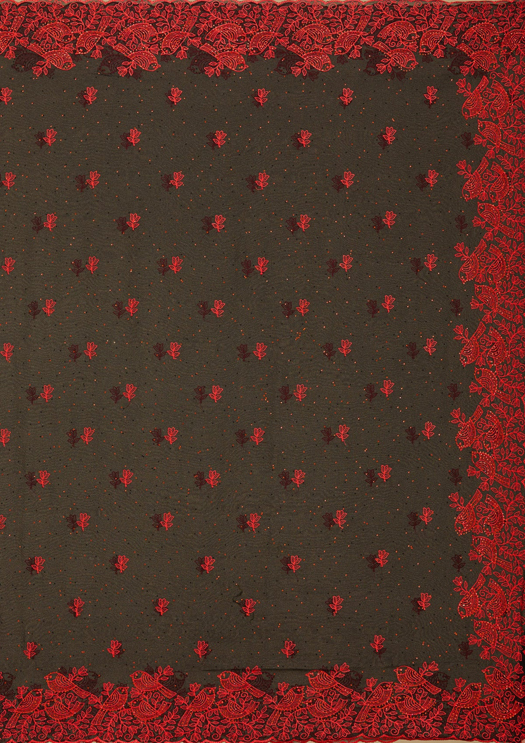 Black Threadwork Georgette Saree-Koskii