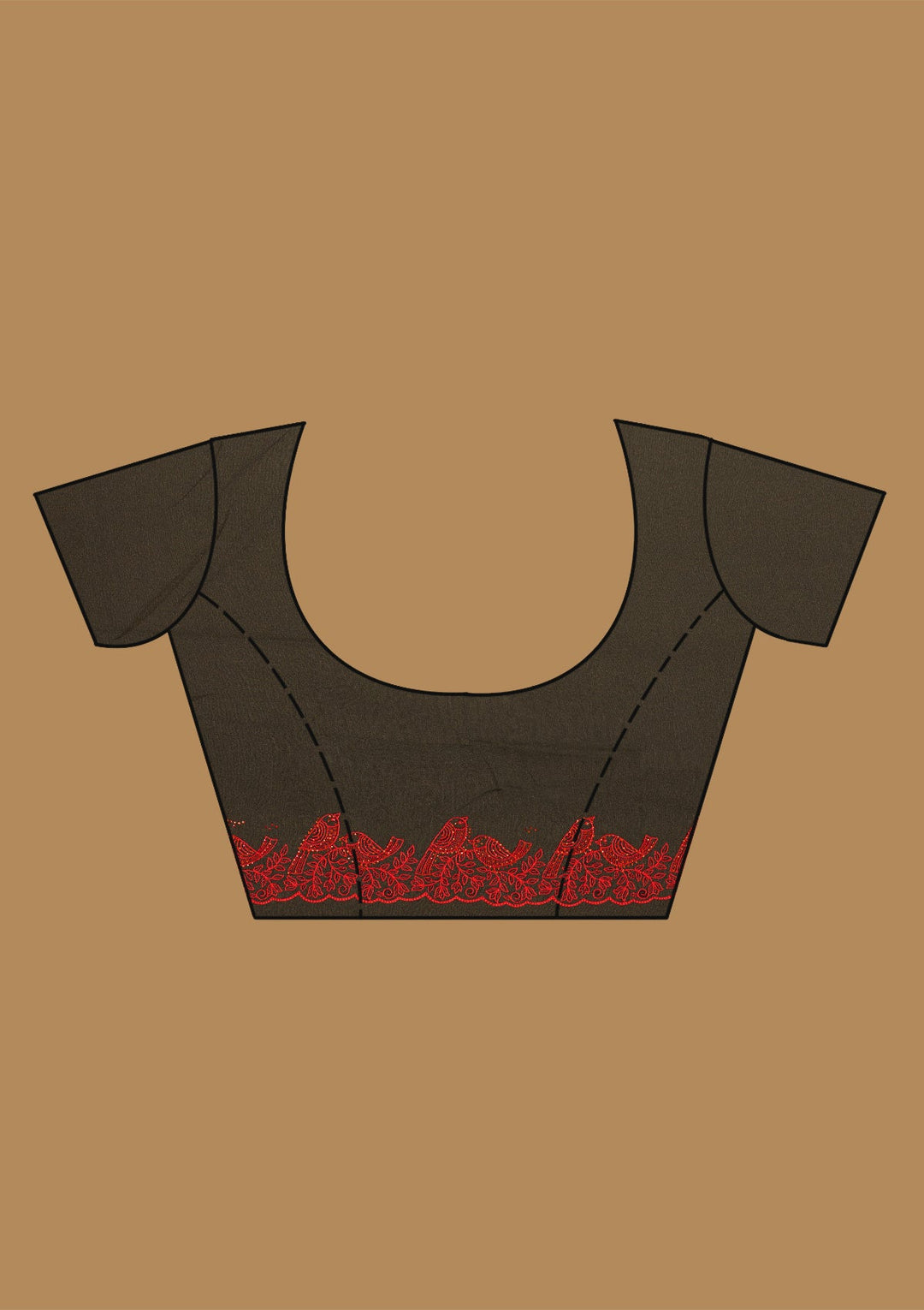 Black Threadwork Georgette Saree-Koskii