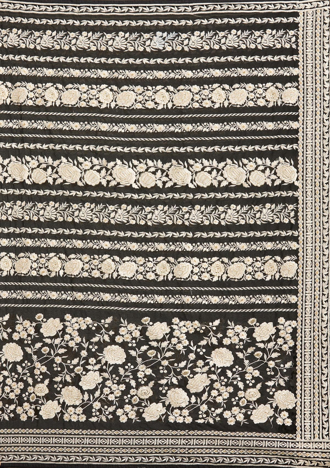 Black Threadwork Georgette Saree-Koskii