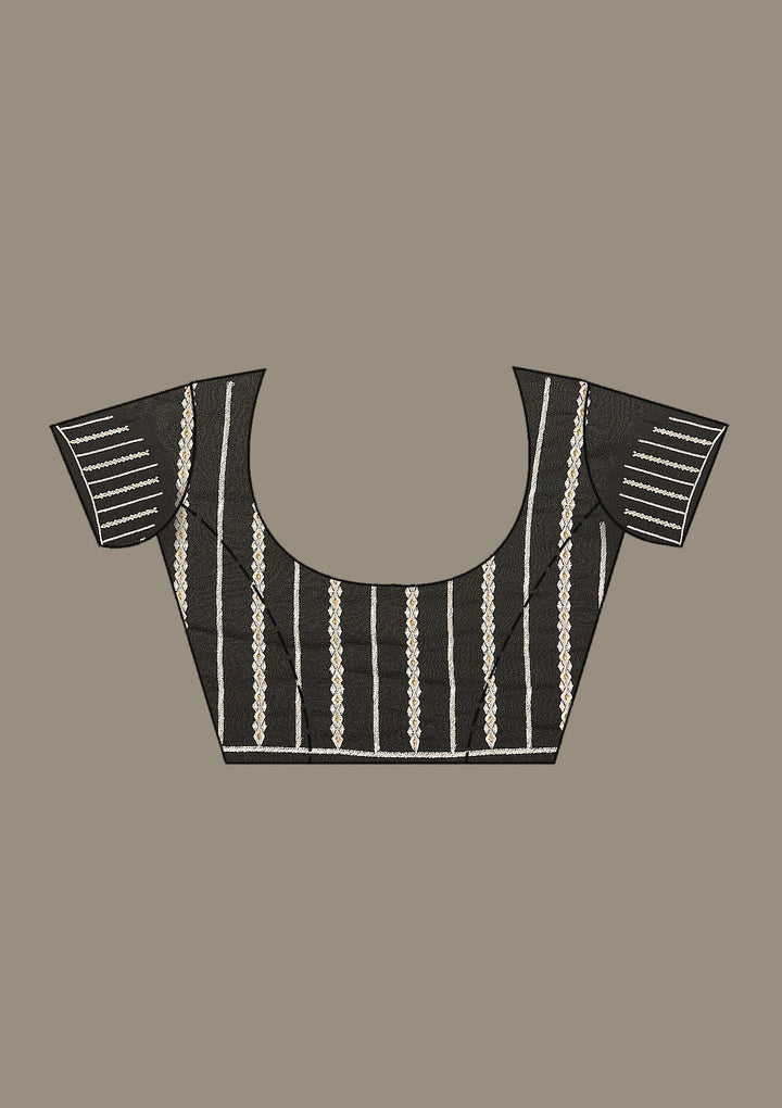 Black Threadwork Georgette Saree-Koskii