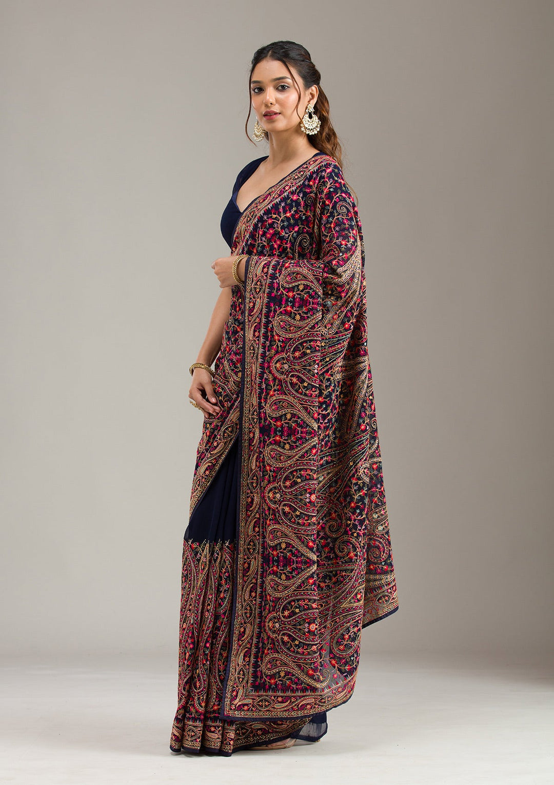 Yellow Zariwork (Gold) Cotton Unstitched Salwar Suit-koskii