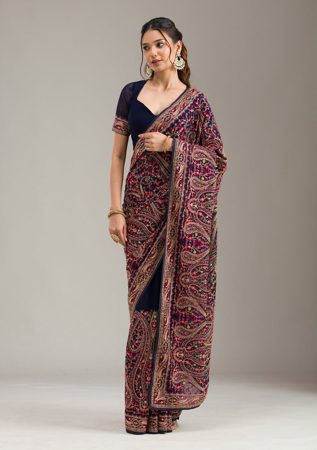 Yellow Zariwork (Gold) Cotton Unstitched Salwar Suit-koskii