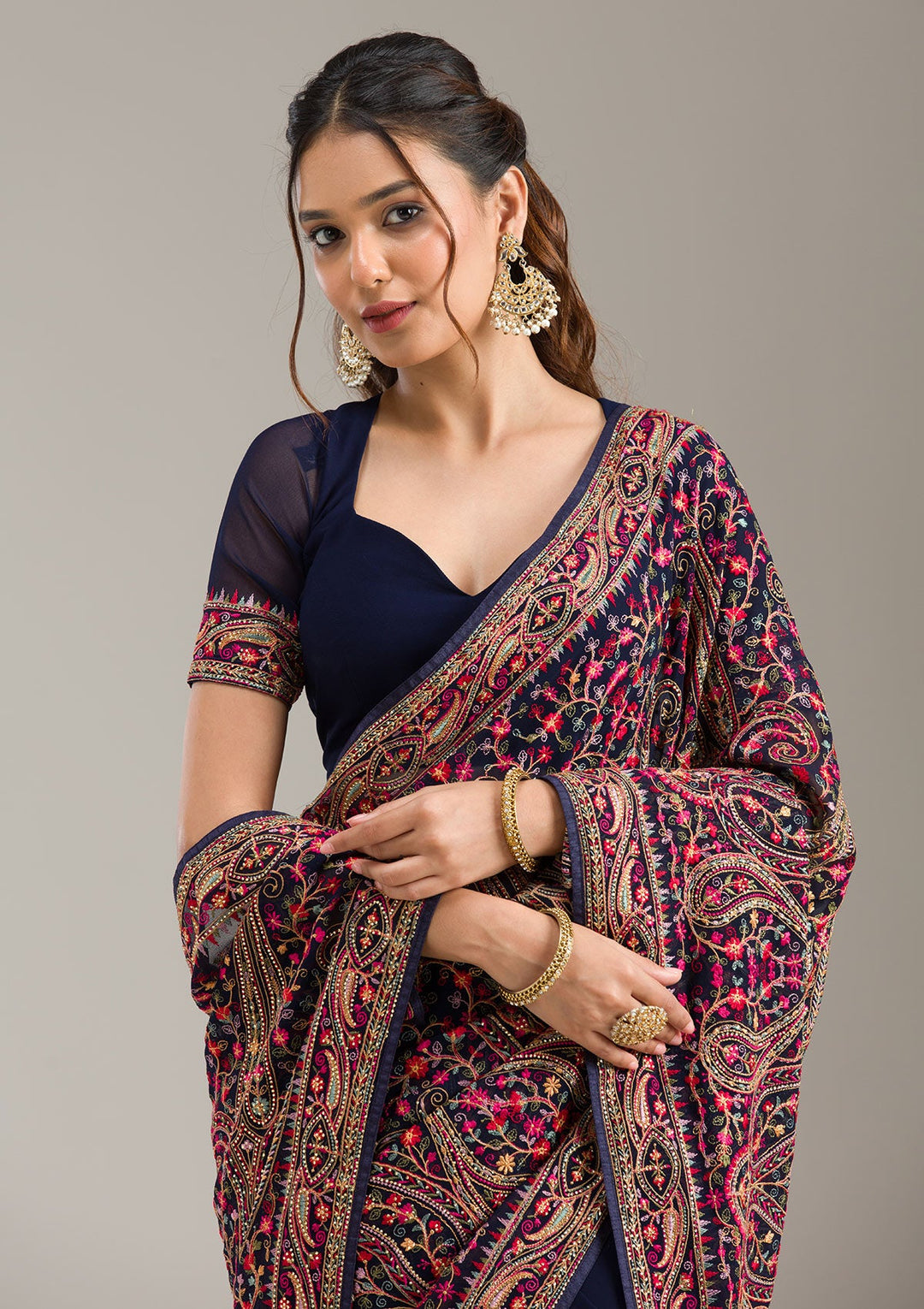 Yellow Zariwork (Gold) Cotton Unstitched Salwar Suit-koskii