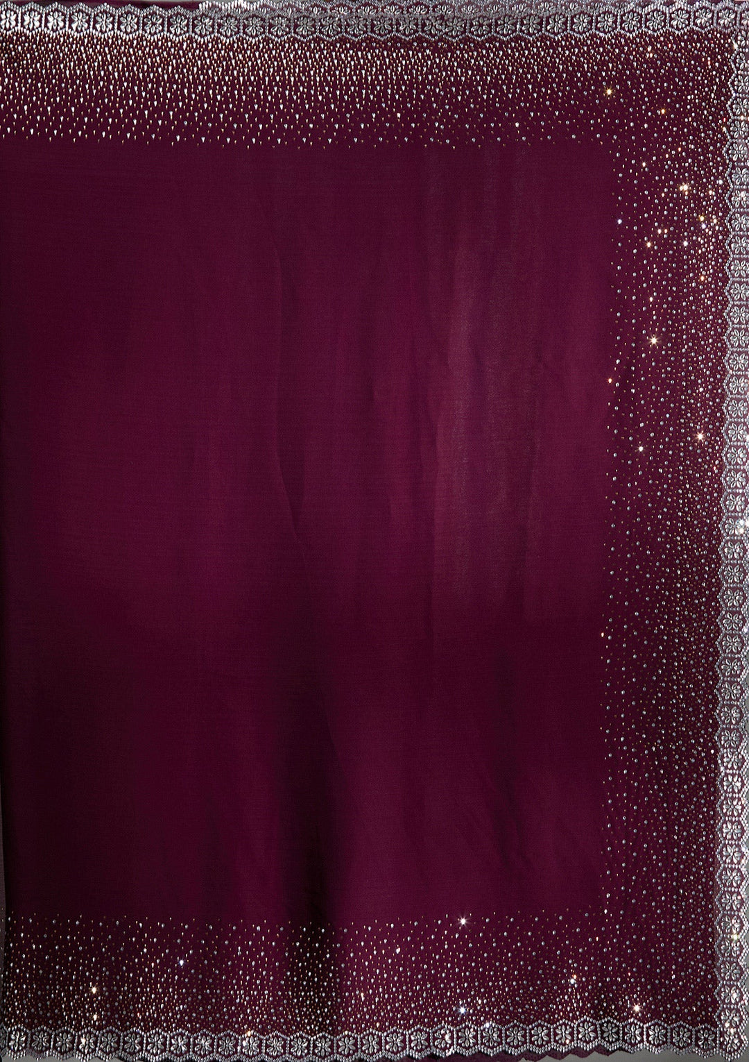 Wine Stonework Chiffon Saree-Koskii