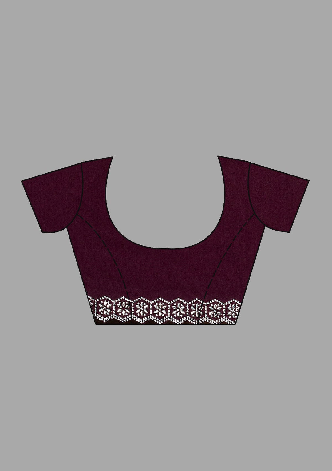 Wine Stonework Chiffon Saree-Koskii