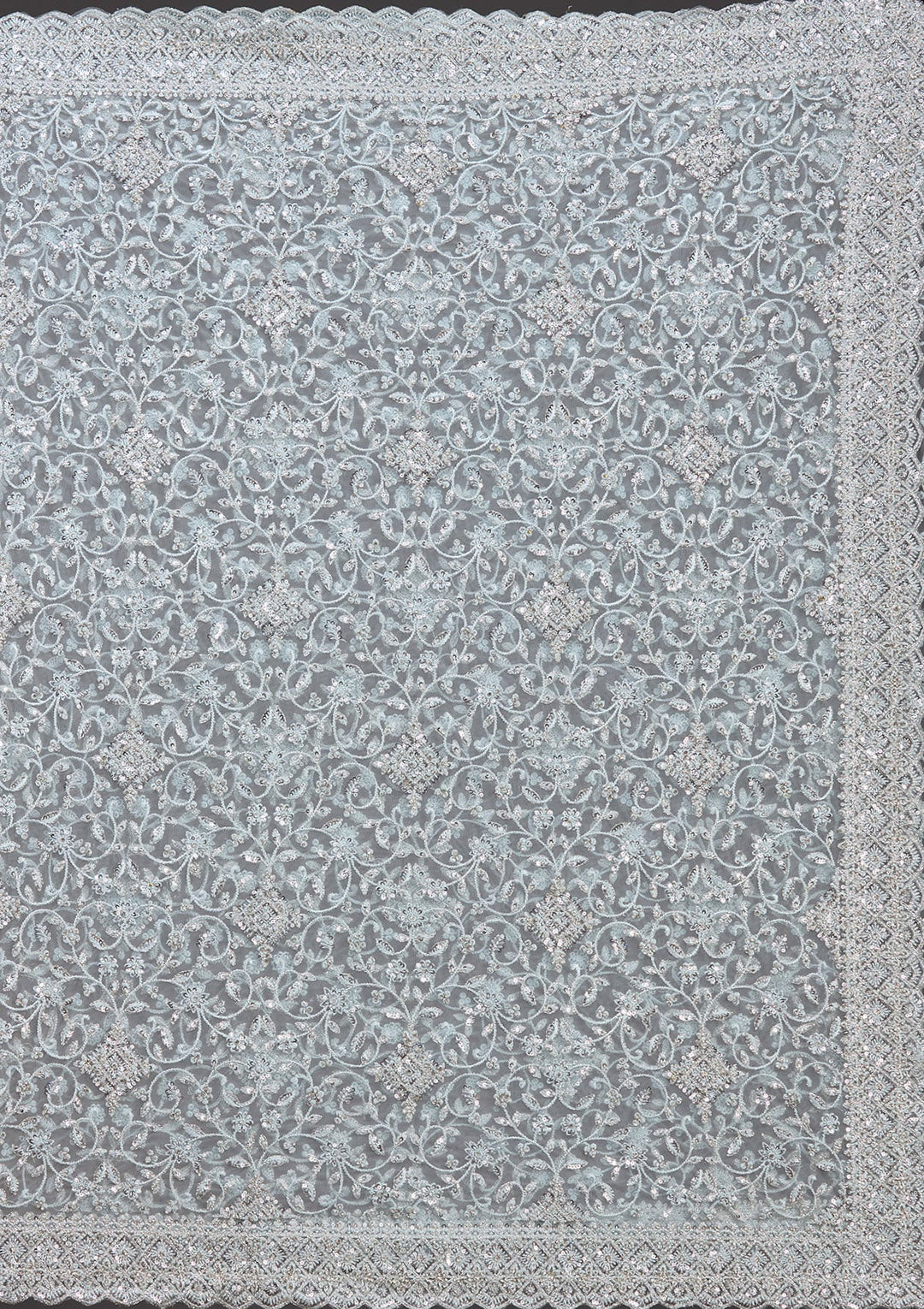 Sky Blue Stonework Chiffon Saree_koskii