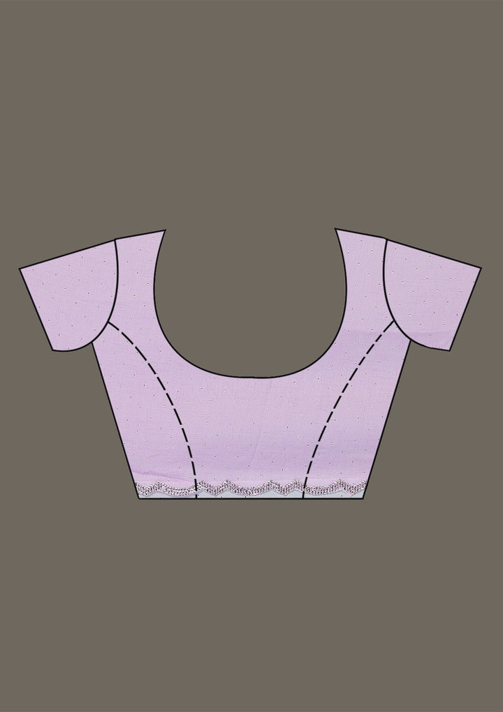 Lavender Stonework (Silver) Satin Saree-Koskii