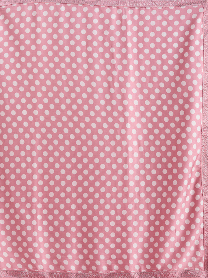 Onion Pink Stonework (Silver) Satin Saree-Koskii