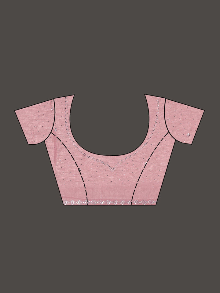 Peach Pearlwork Chiffon Saree-Koskii