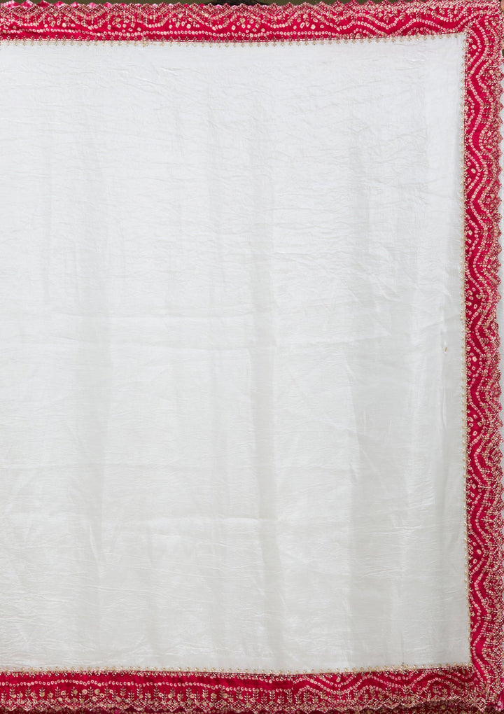 White Printed Satin Saree-koskii