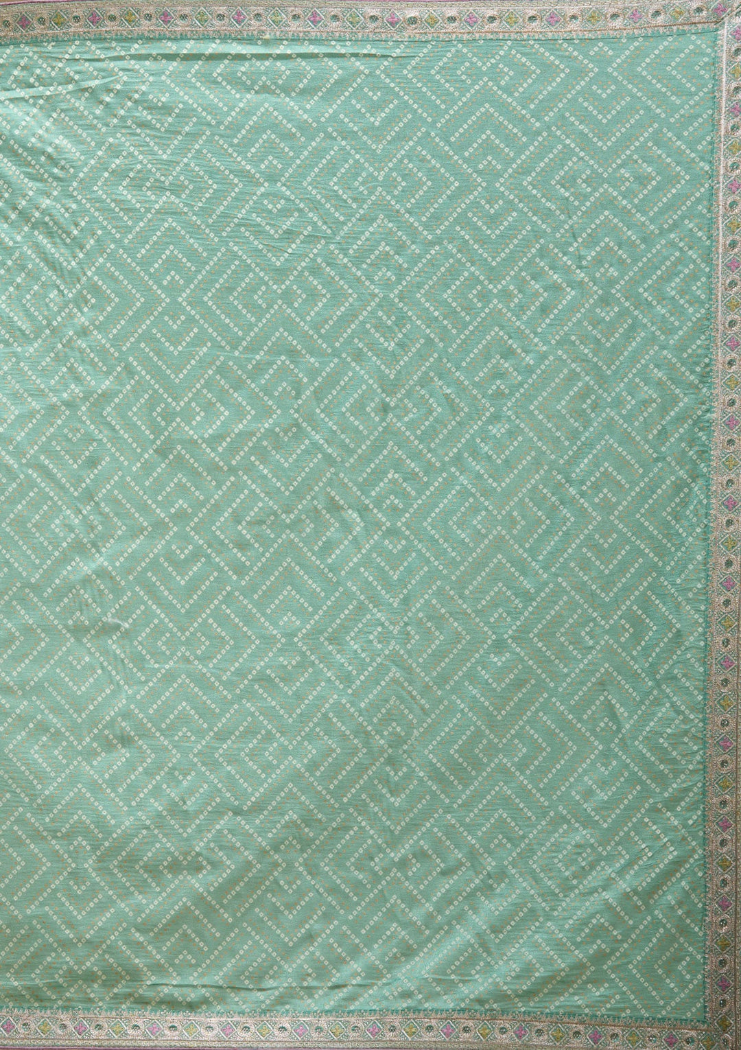 Sea Green Printed Soft Raw Silk Saree-koskii