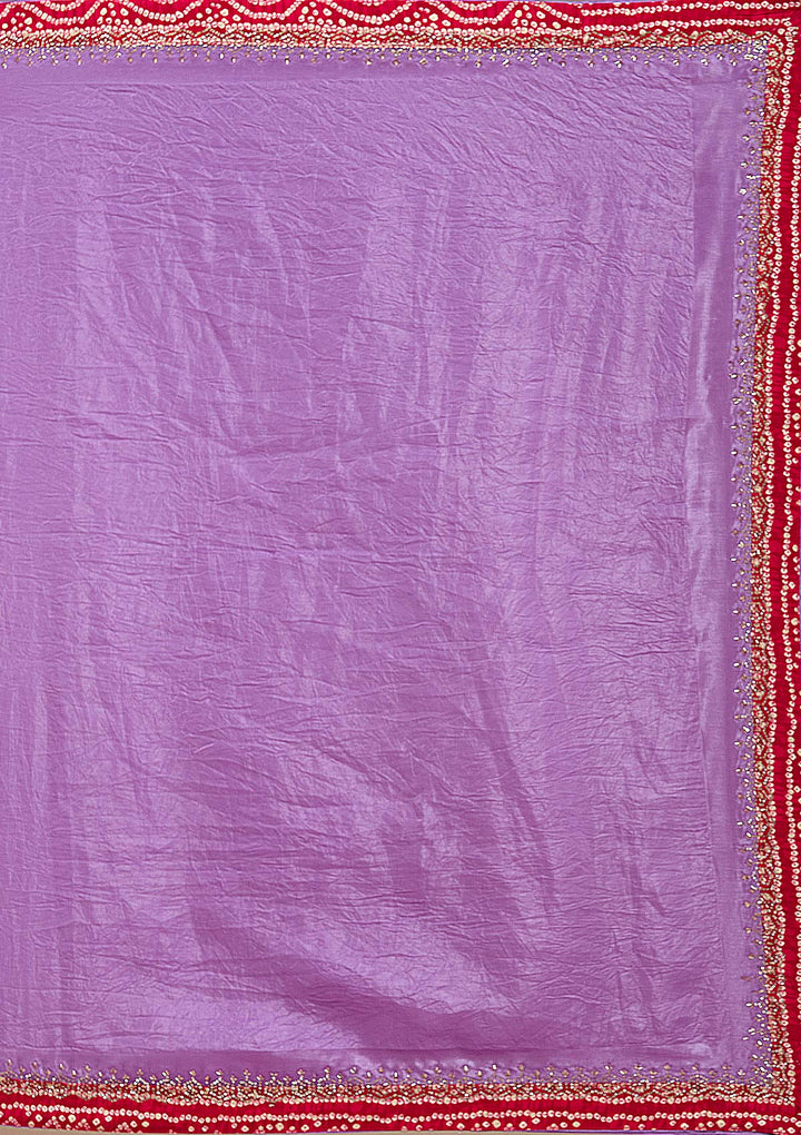 Lavender Printed Satin Saree-koskii