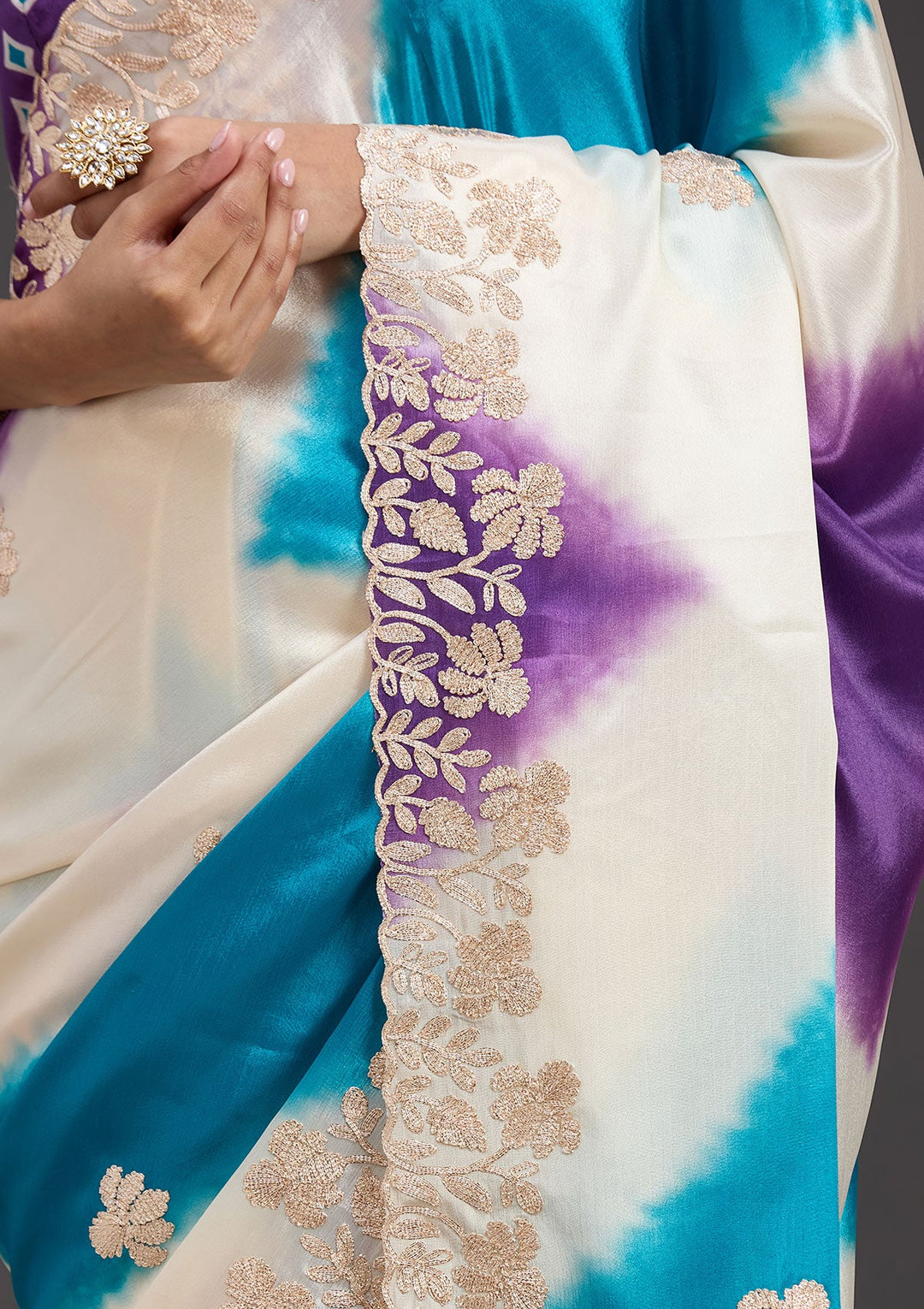 Purple Gotapatti Crepe Saree_koskii