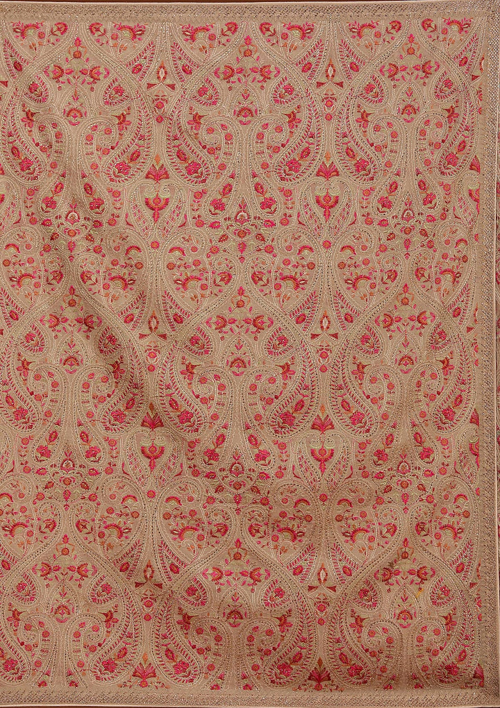 Beige Kashmiri Georgette Saree_koskii