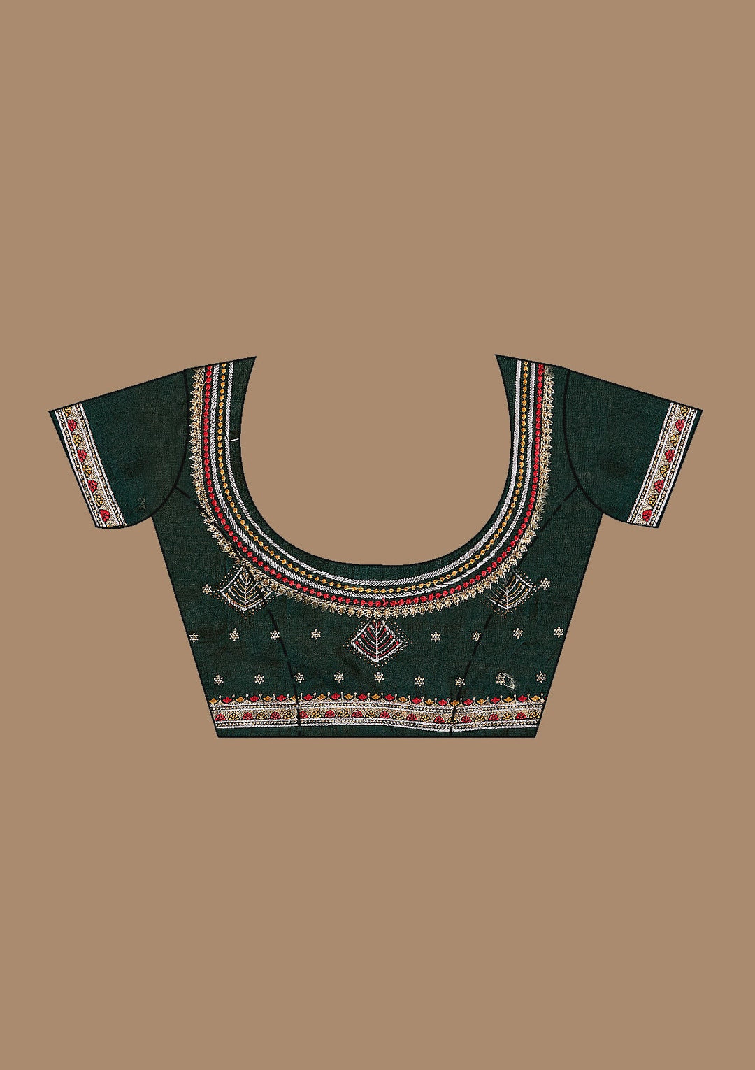 Mustard Threadwork Soft Raw Silk Saree_koskii