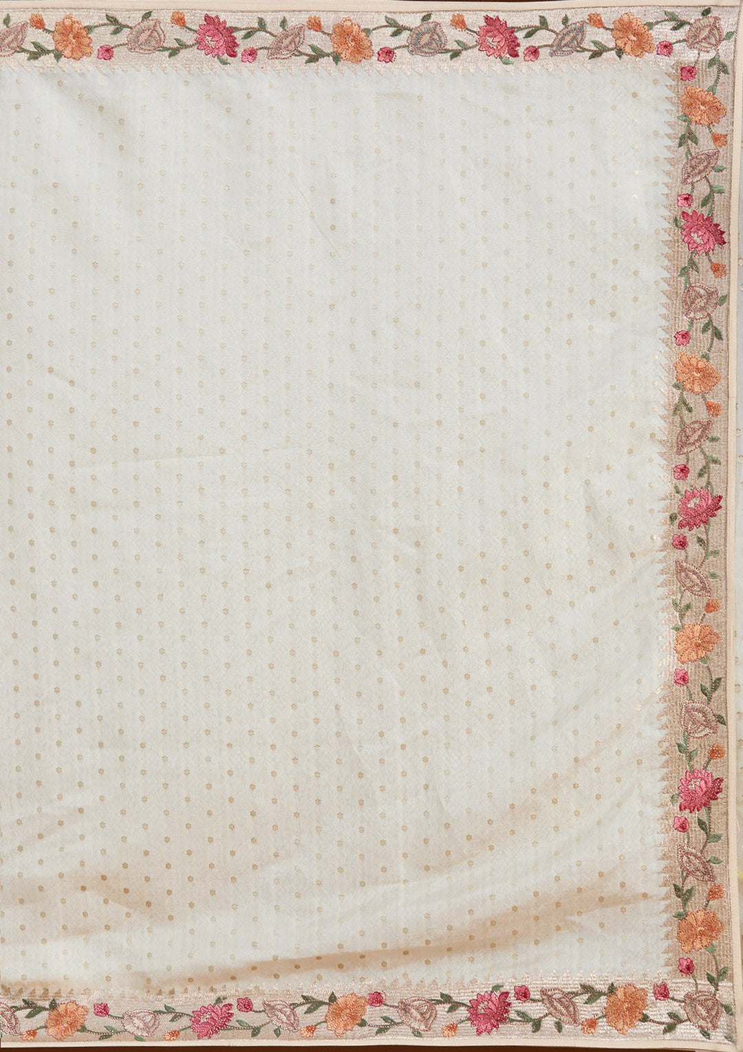 Cream Threadwork Tissue Saree-koskii