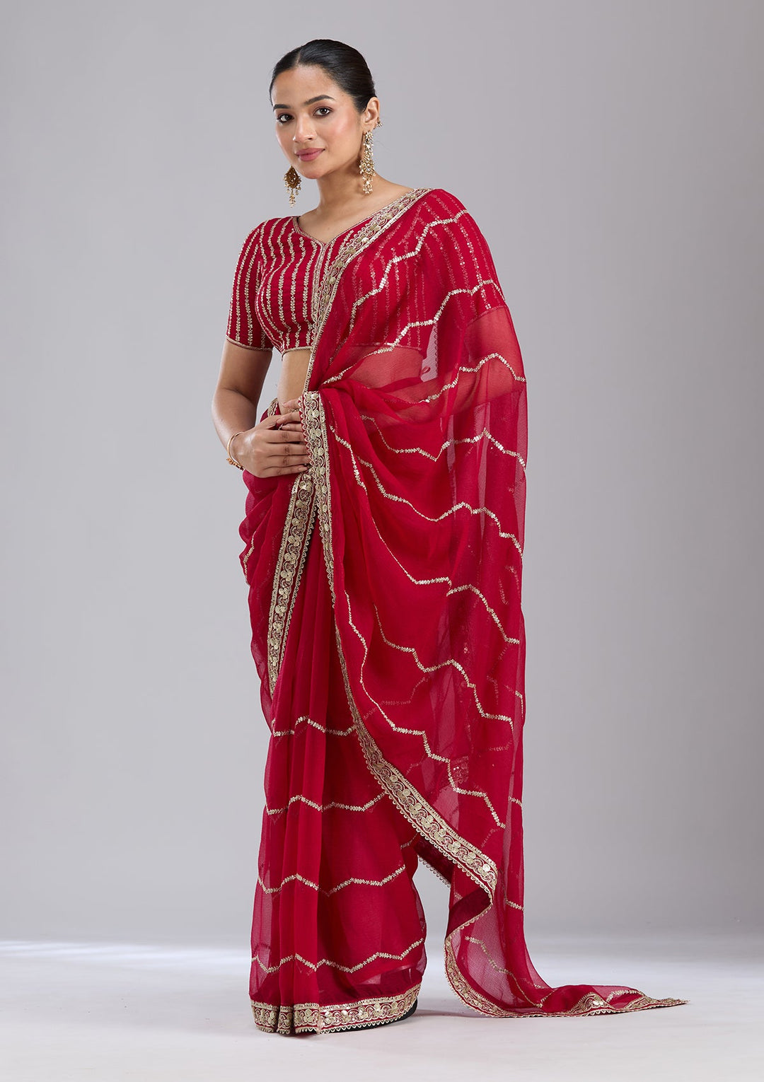 Rani Pink Sequins Georgette Saree-koskii