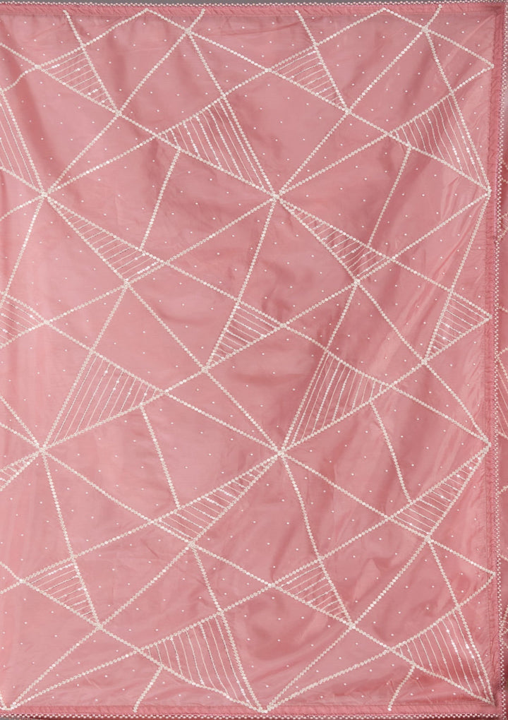 Gajari Pink Pearlwork Tissue Saree_koskii