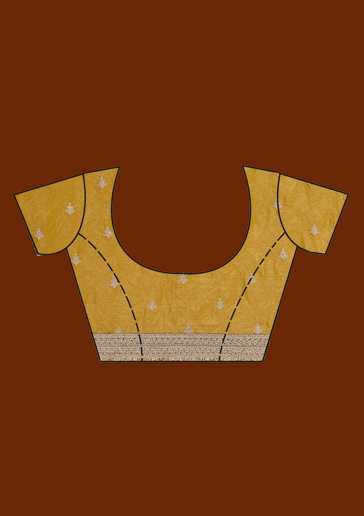 Mustard Zariwork (Gold) Tissue Saree_koskii