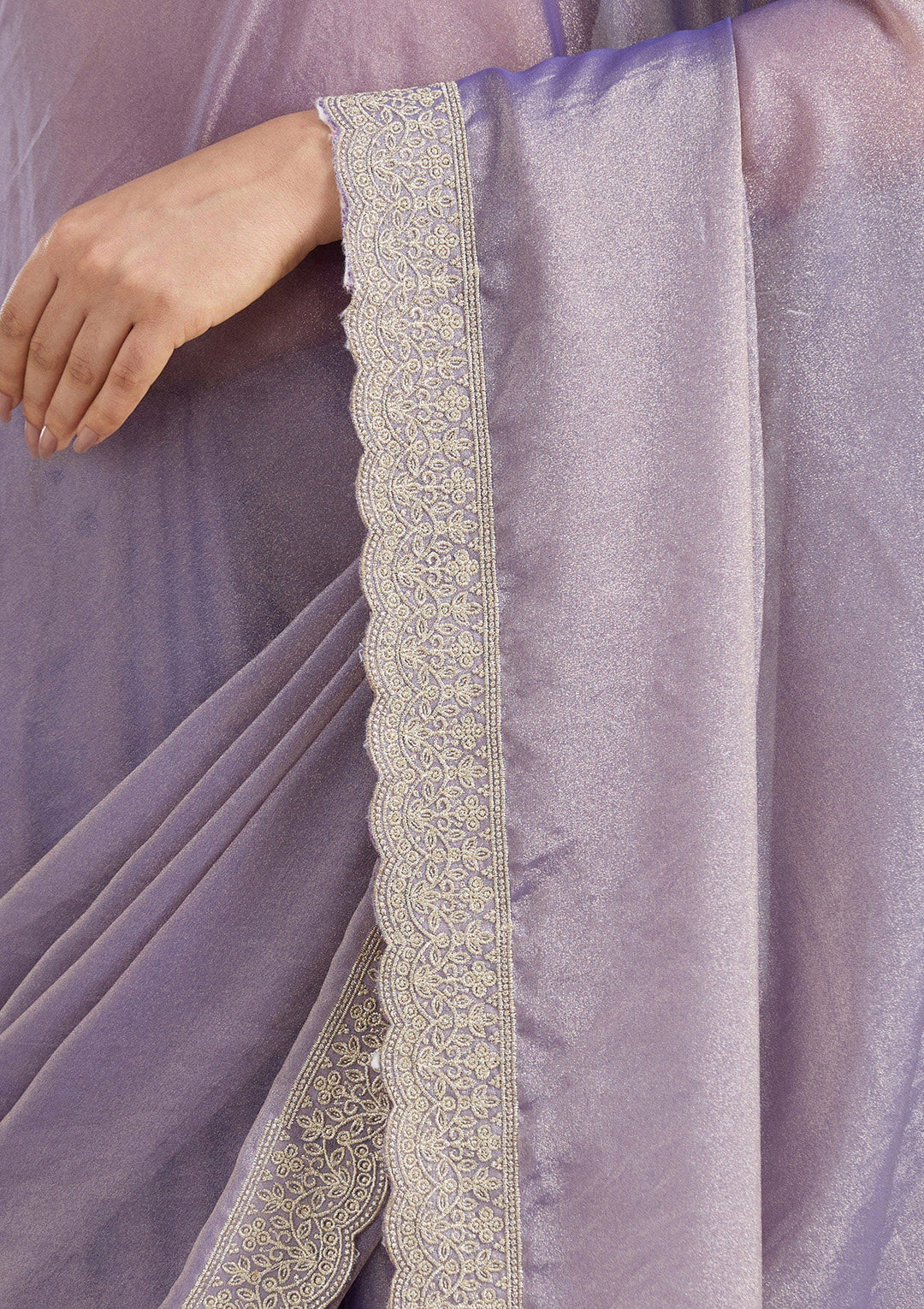 Lavender Zariwork (Silver) Tissue Saree_koskii