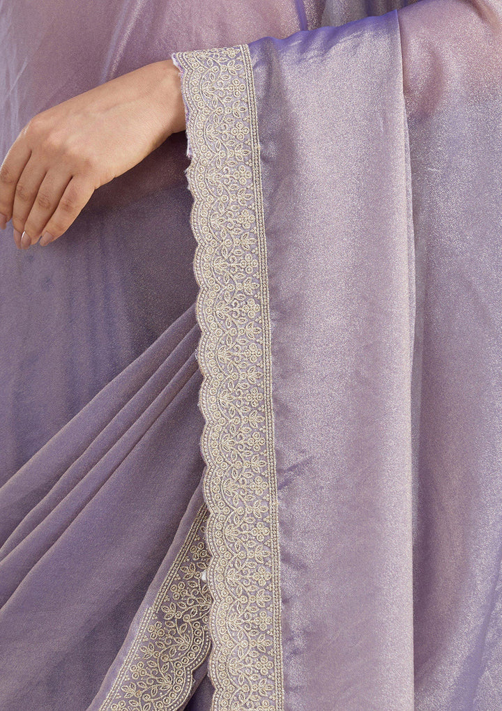 Lavender Zariwork (Silver) Tissue Saree_koskii