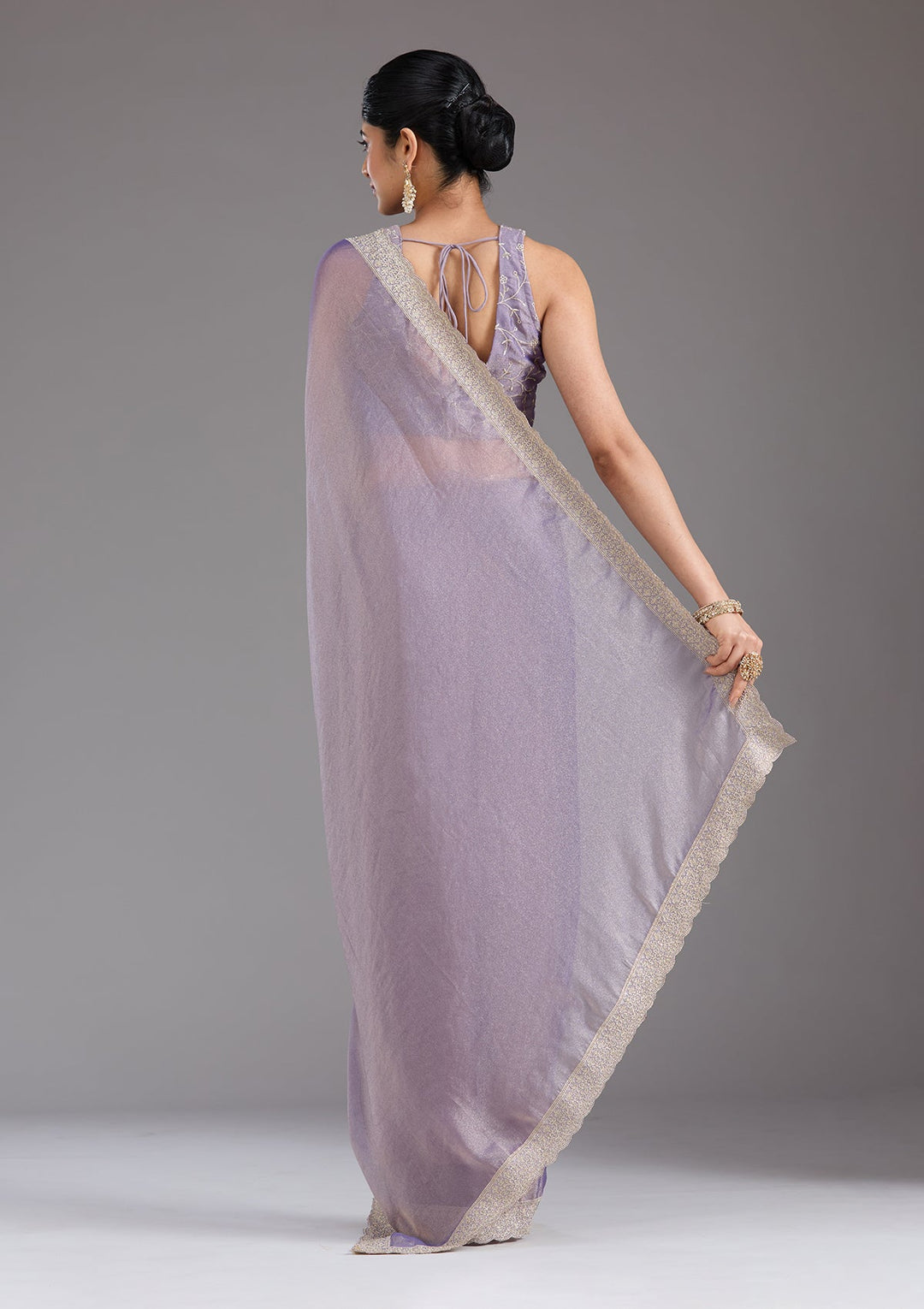 Lavender Zariwork (Silver) Tissue Saree_koskii