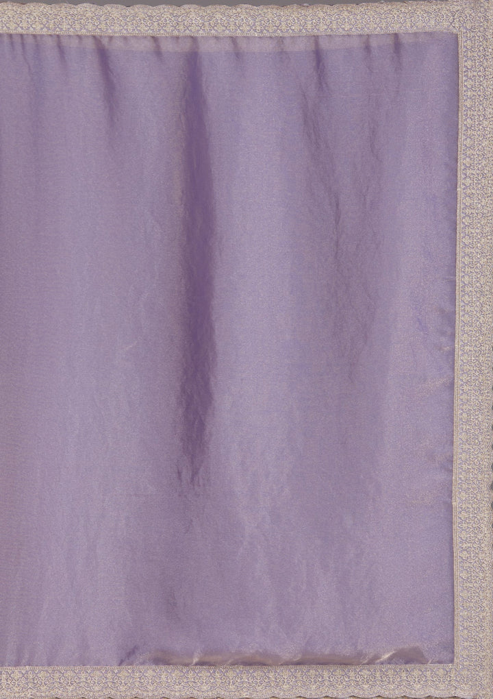 Lavender Zariwork (Silver) Tissue Saree_koskii
