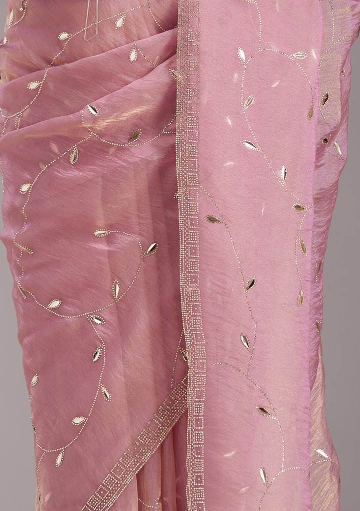 Lavender Stonework (Gold) Tissue Saree-koskii