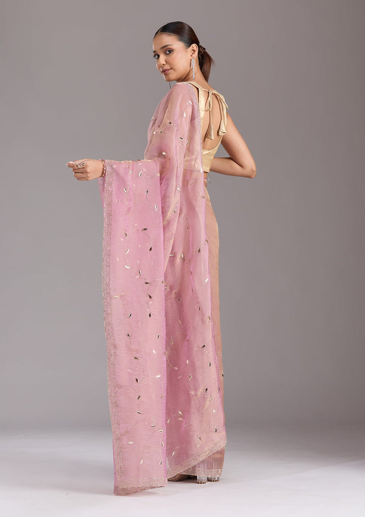 Lavender Stonework (Gold) Tissue Saree-koskii