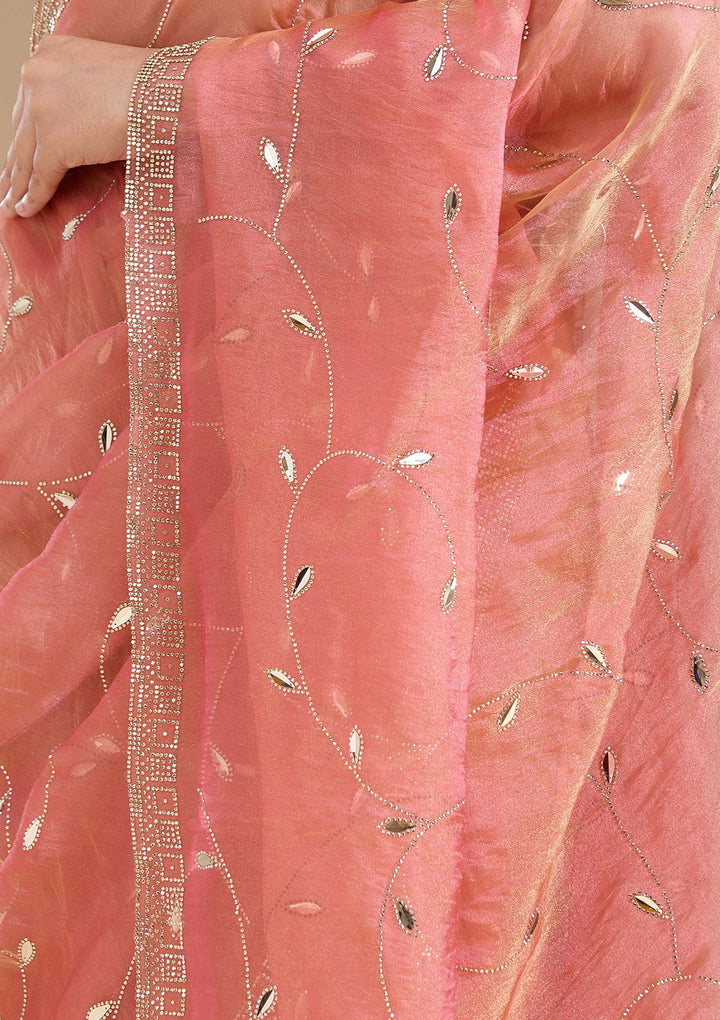 Rust Stonework (Gold) Tissue Saree_koskii