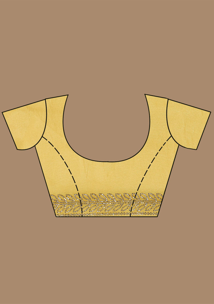 Lemon Yellow Stonework (Gold) Tissue Saree_koskii