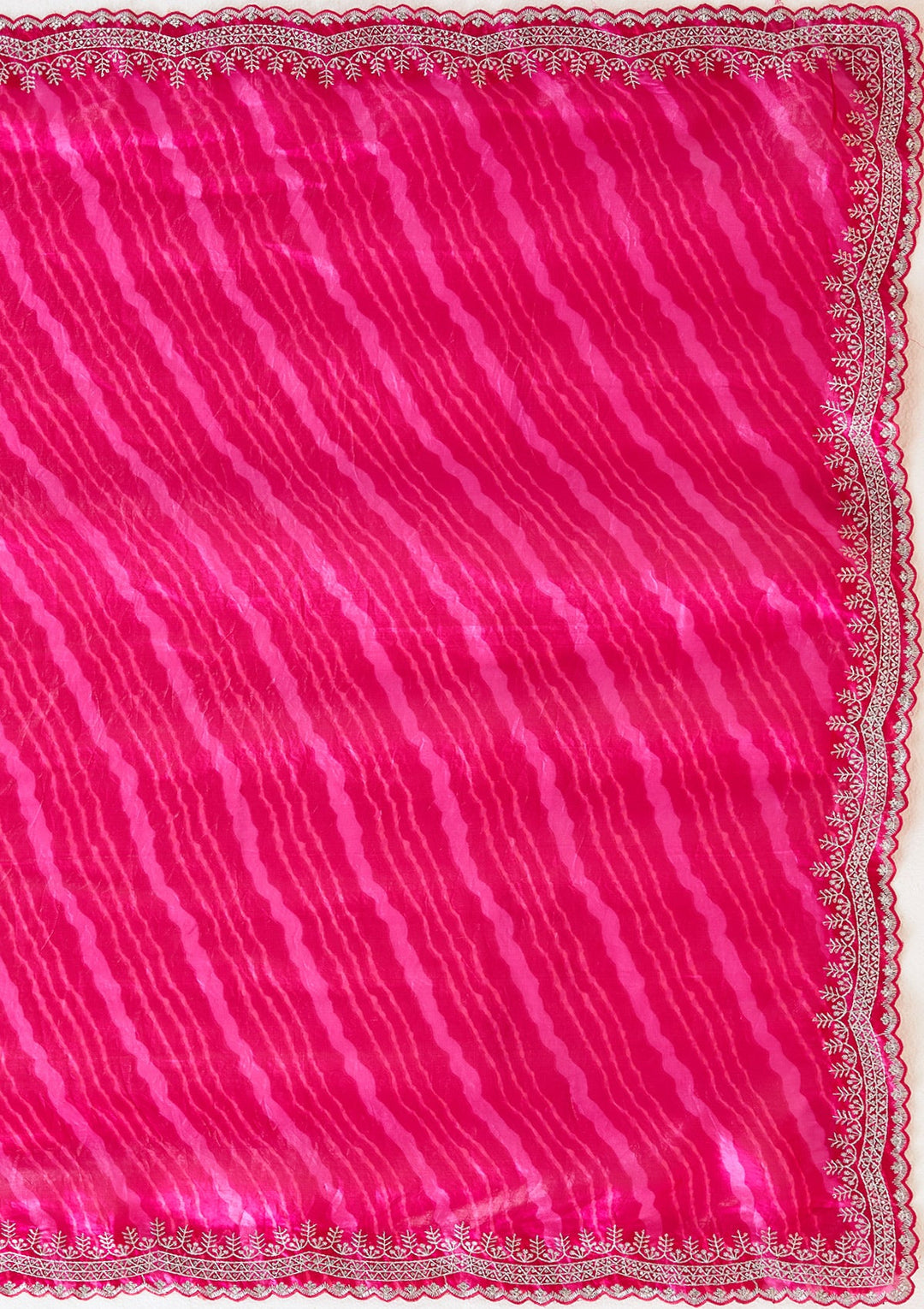 Rani Pink Zariwork (Silver) Organza Saree_koskii