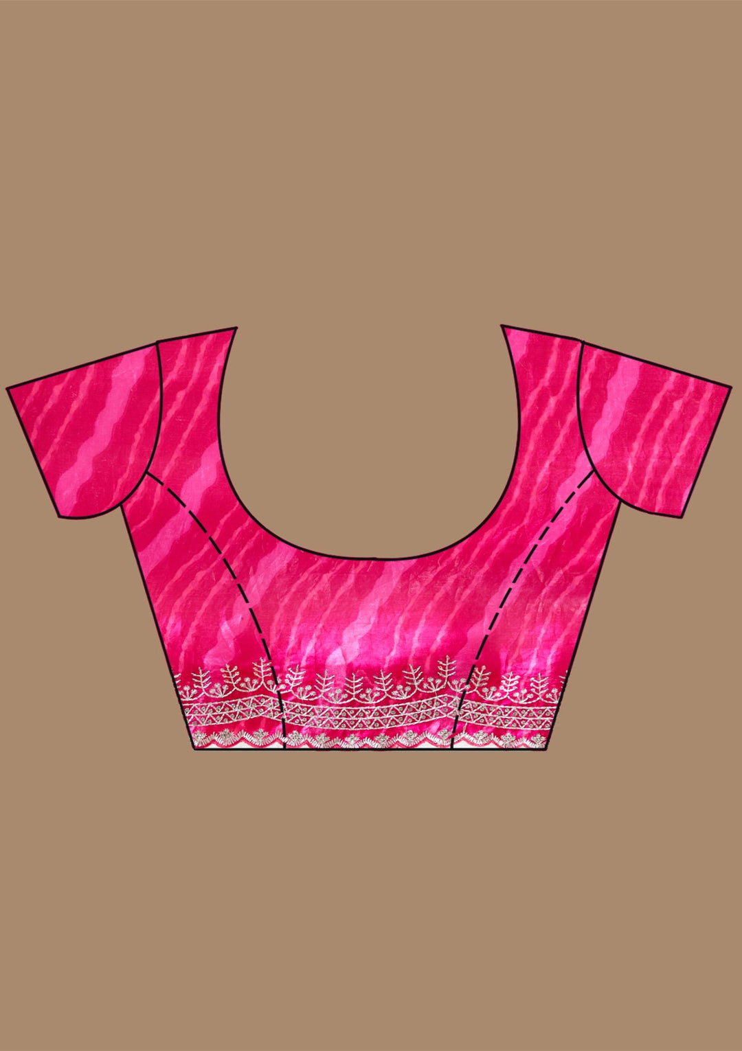 Rani Pink Zariwork (Silver) Organza Saree_koskii