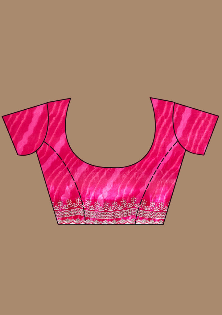 Rani Pink Zariwork (Silver) Organza Saree_koskii