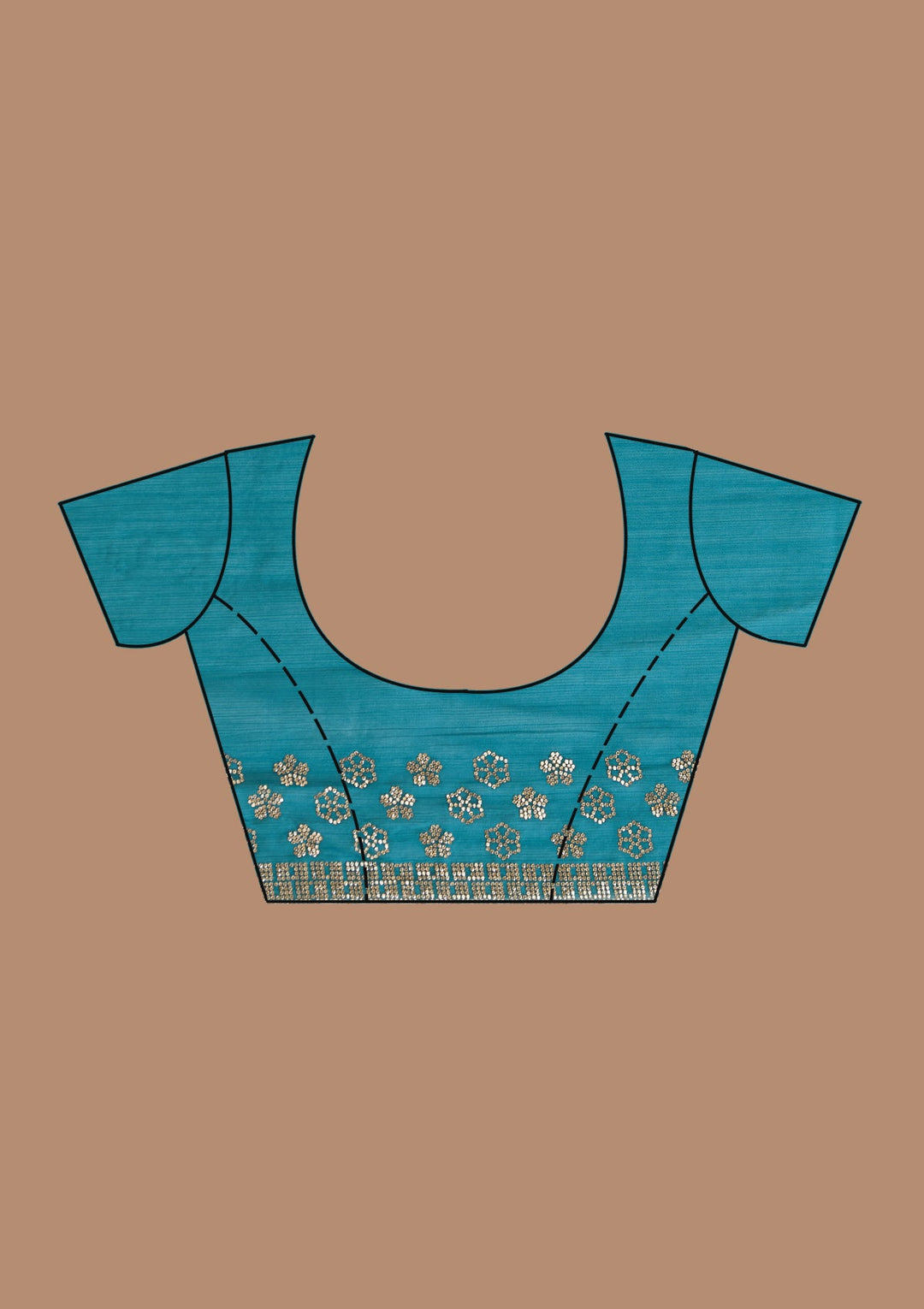 Blue Stonework (Gold) Chiffon Saree_koskii