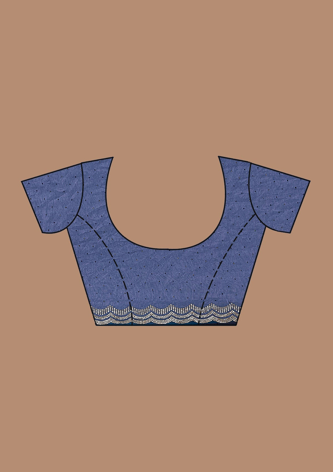 Violet Stonework (Gold) Chiffon Saree_koskii