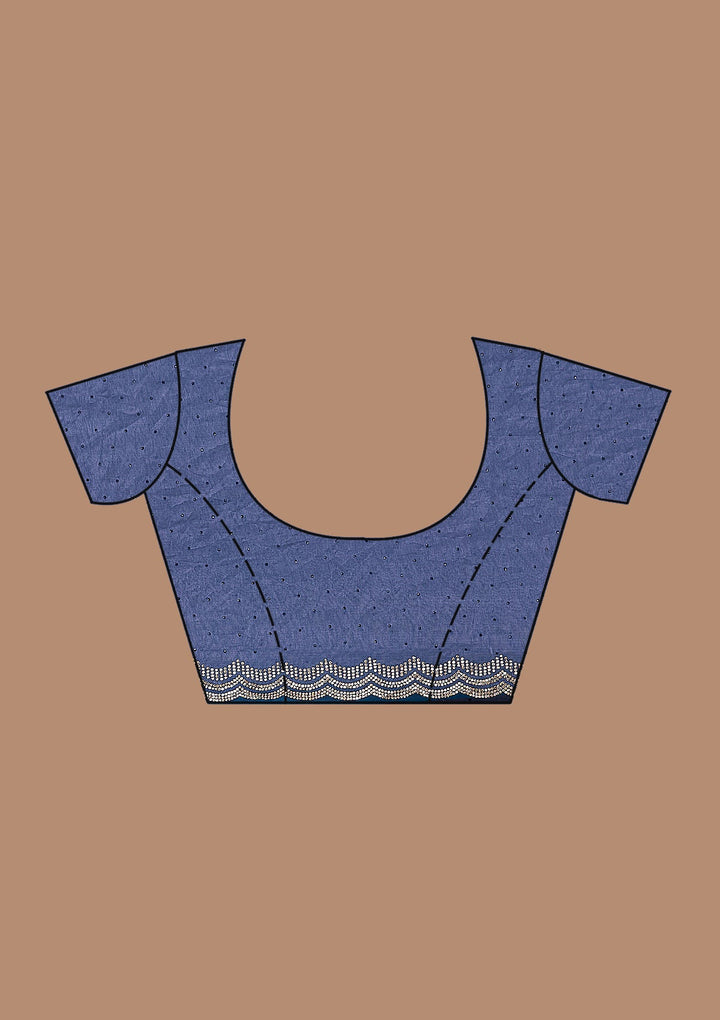 Violet Stonework (Gold) Chiffon Saree_koskii