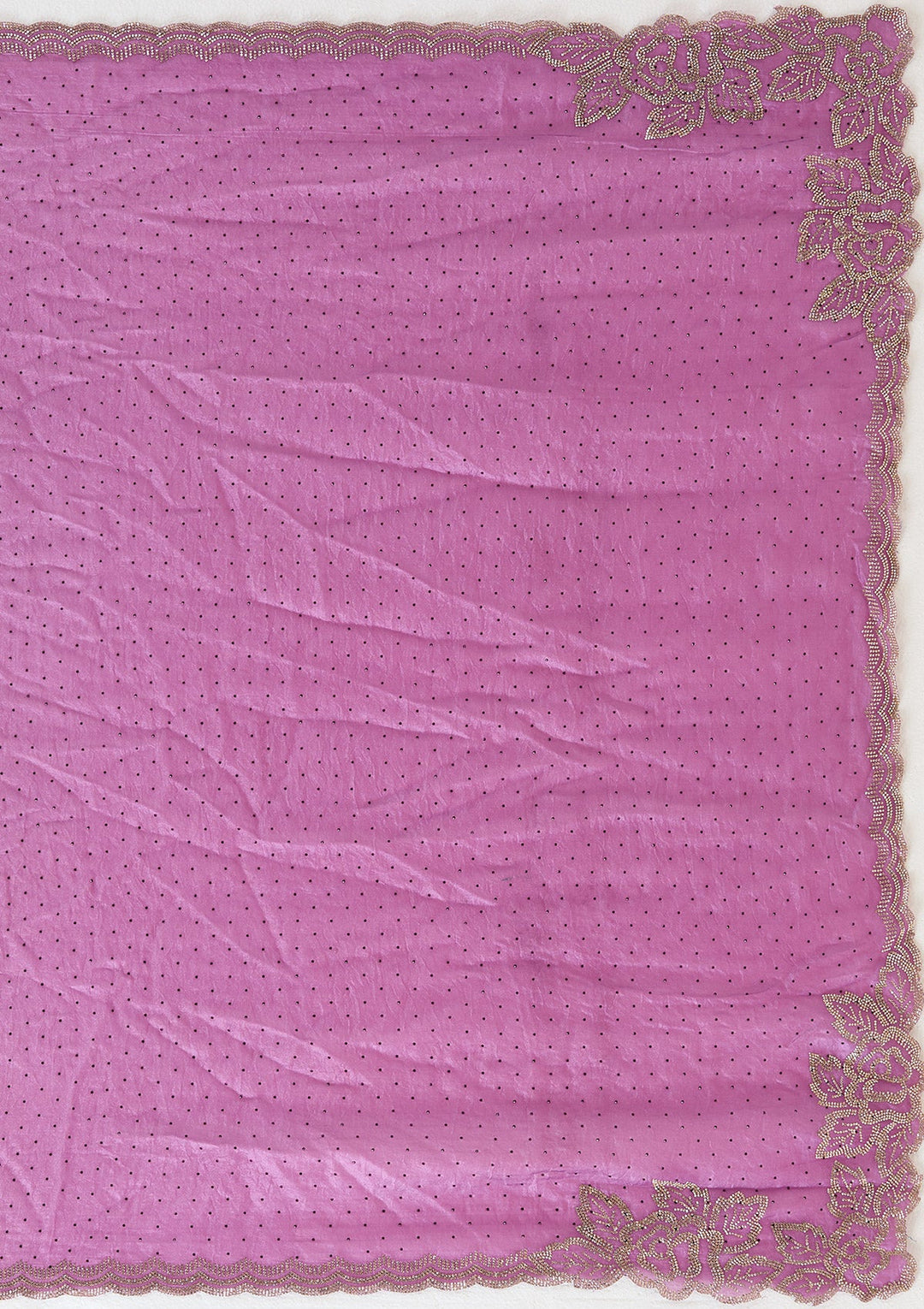 Wine Stonework (Gold) Chiffon Saree_koskii