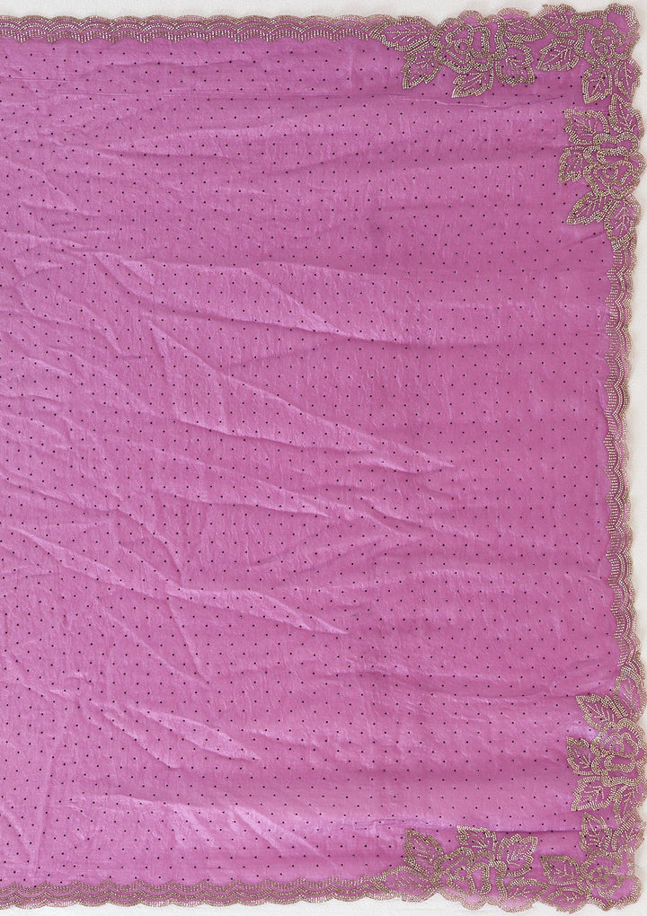 Wine Stonework (Gold) Chiffon Saree_koskii