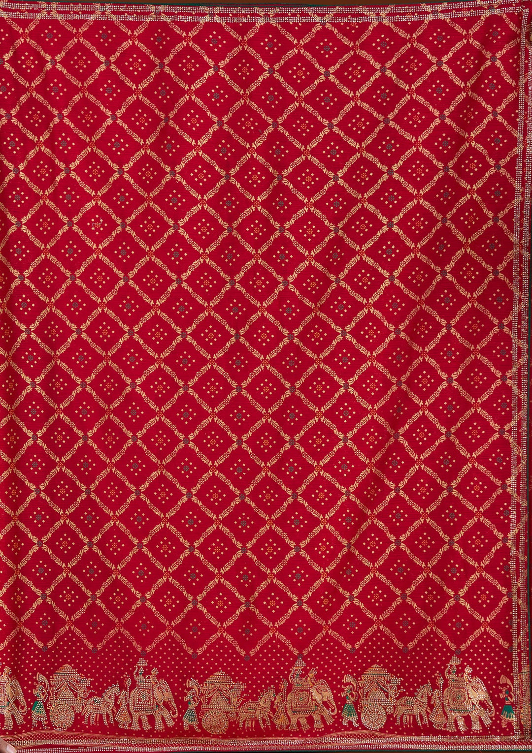 Red Stonework (Gold) Georgette Saree-koskii