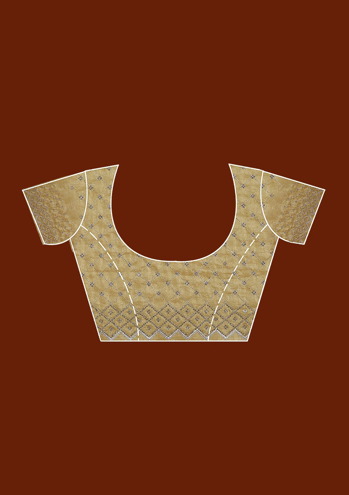 Mehendi Stonework (Silver) Tissue Saree_koskii