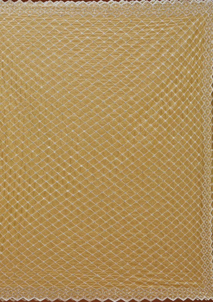 Mehendi Stonework (Silver) Tissue Saree_koskii