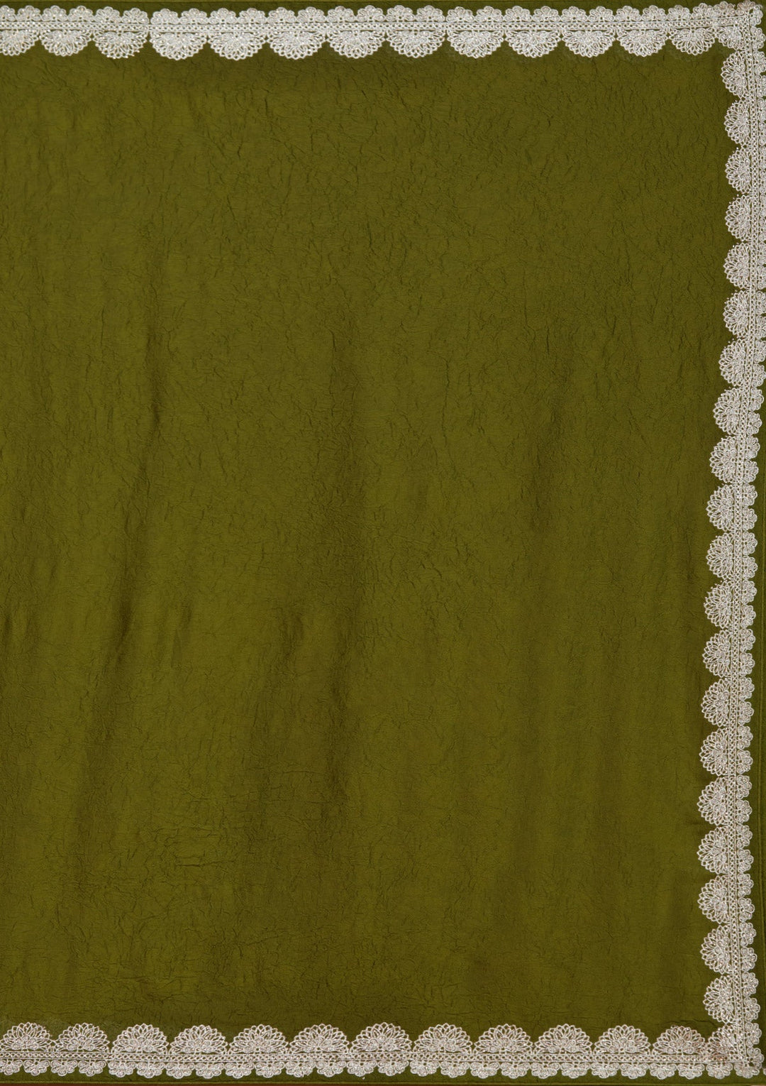 Mehendi Zariwork (Silver) Soft Raw Silk Saree_koskii